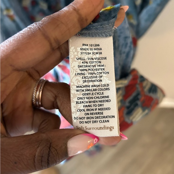 Soft Surroundings San Remo Boho Embroidered Gypsy Peasant Maxi Dress - Picture 11 of 13